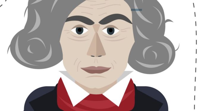 Close-up picture of Flat Beethoven’s face