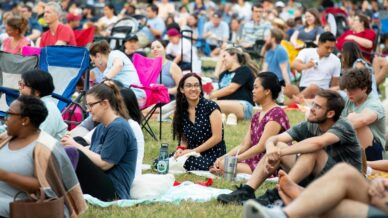 neighbors enjoying the DSO parks concert series at Exall Park