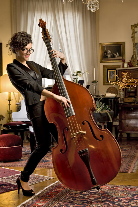 woman playing the bass